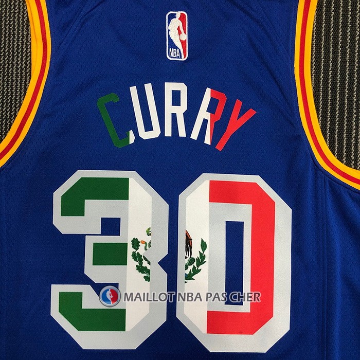 Maillot Golden State Warriors Stephen Curry NO 30 Classic Royal Special Mexique Edition Bleu